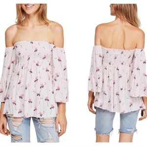 Free People Lana Pink Bell Sleeve Boho Top